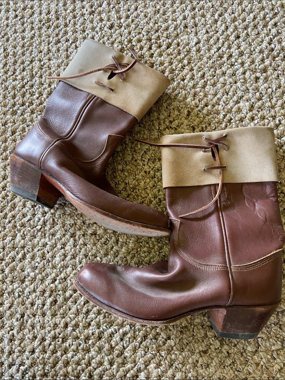 Vintage R.M. Williams Men’s 8.5G US 9.5 Brown Leather Suede Cuff Boots